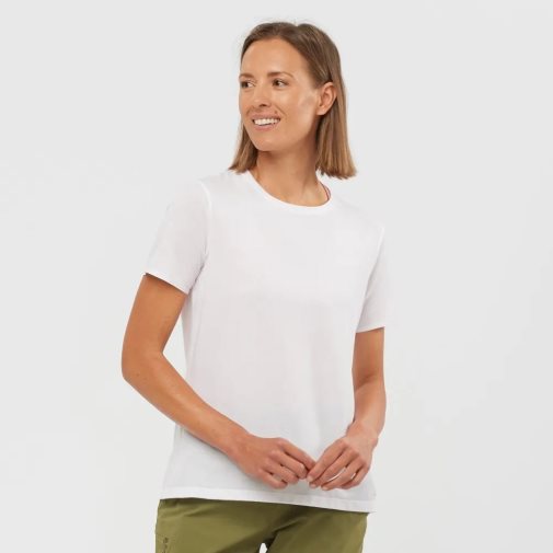 White Salomon Essential Tencel Short Sleeve Women's T-Shirts | PH 81360D